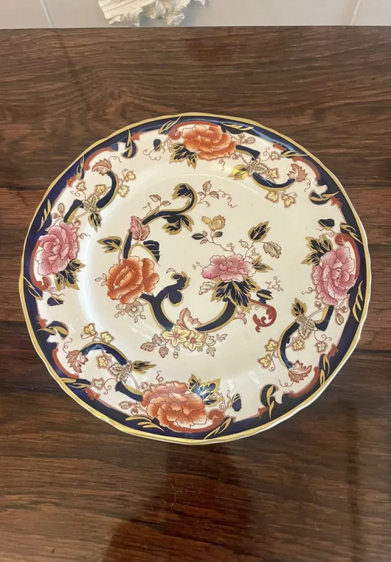 Pamono Hand Painted Masons Ironstone Plates, 1920s, Set of 2> Dinner Plates & Bowls