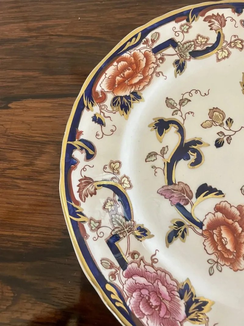 Pamono Hand Painted Masons Ironstone Plates, 1920s, Set of 2> Dinner Plates & Bowls