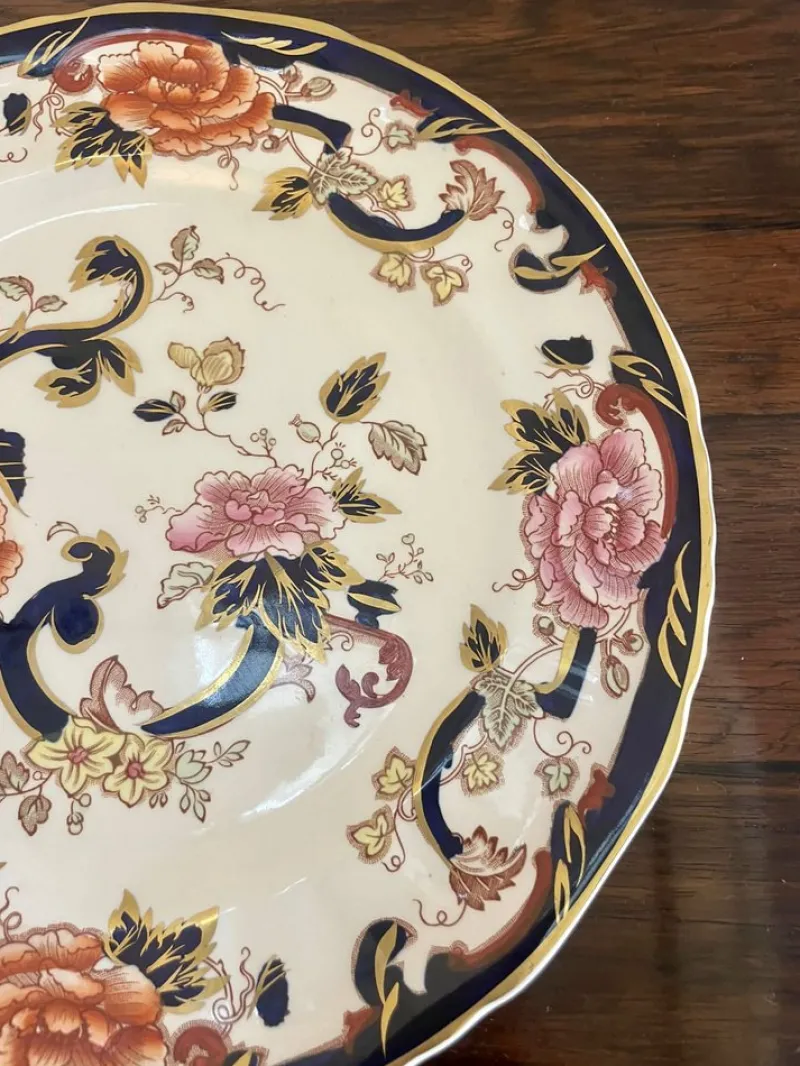 Pamono Hand Painted Masons Ironstone Plates, 1920s, Set of 2> Dinner Plates & Bowls