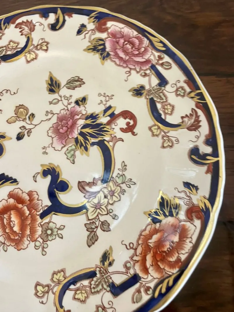 Pamono Hand Painted Masons Ironstone Plates, 1920s, Set of 2> Dinner Plates & Bowls