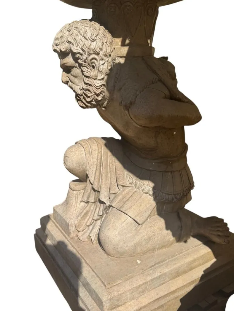 Pamono Hand-Carved Travertine and Marble Sculptural Pedestals, 1970> Pedestals And Columns