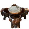 Pamono Hand-Carved Wooden Elephant Table Set, Set of 5> Game Tables