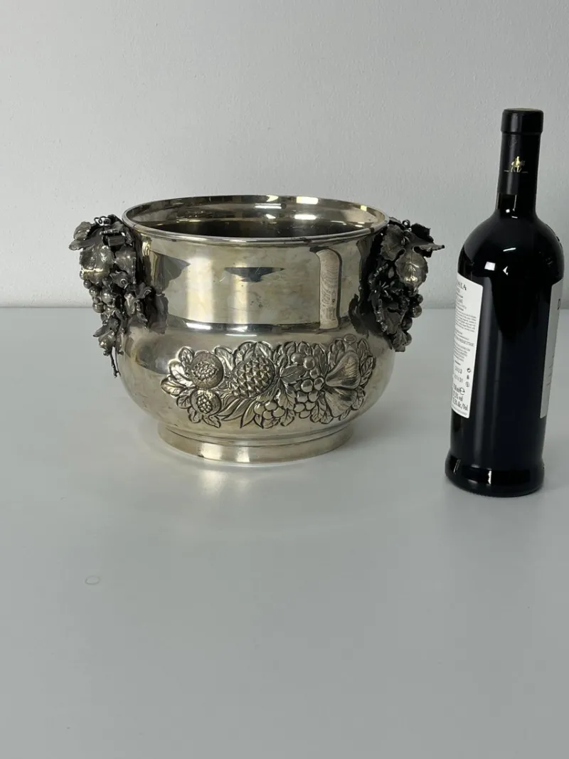 Pamono Hand-Chiseled 925 Sterling Silver Champagne Bucket, 1980s> Ice Buckets & Wine Coolers