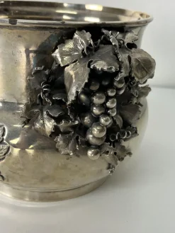 Pamono Hand-Chiseled 925 Sterling Silver Champagne Bucket, 1980s><noscript><img width=