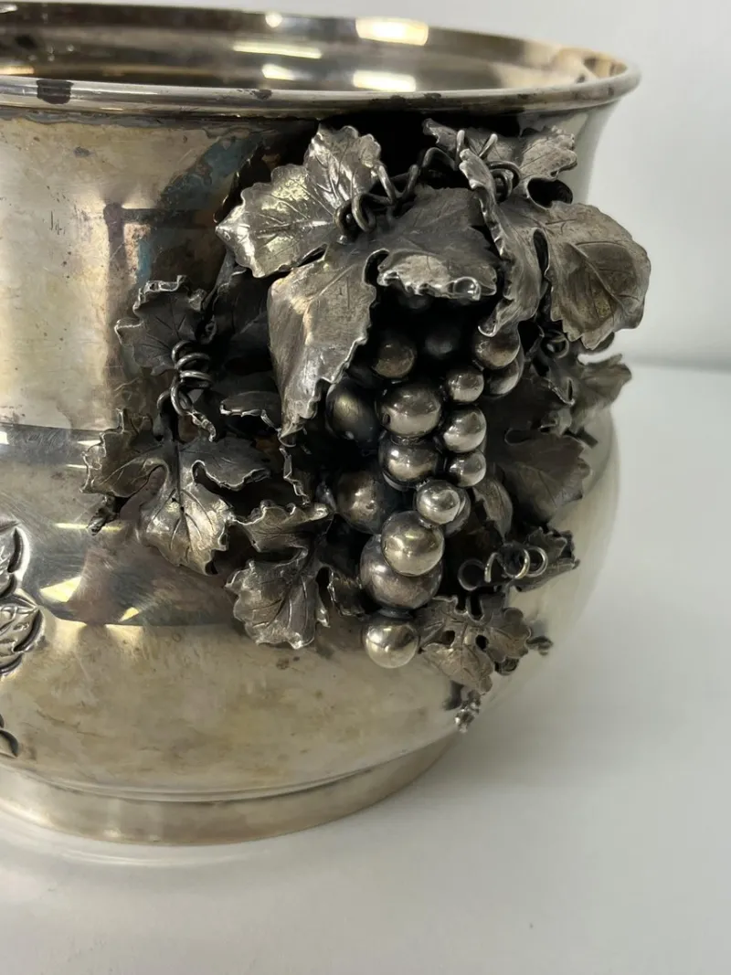 Pamono Hand-Chiseled 925 Sterling Silver Champagne Bucket, 1980s> Ice Buckets & Wine Coolers