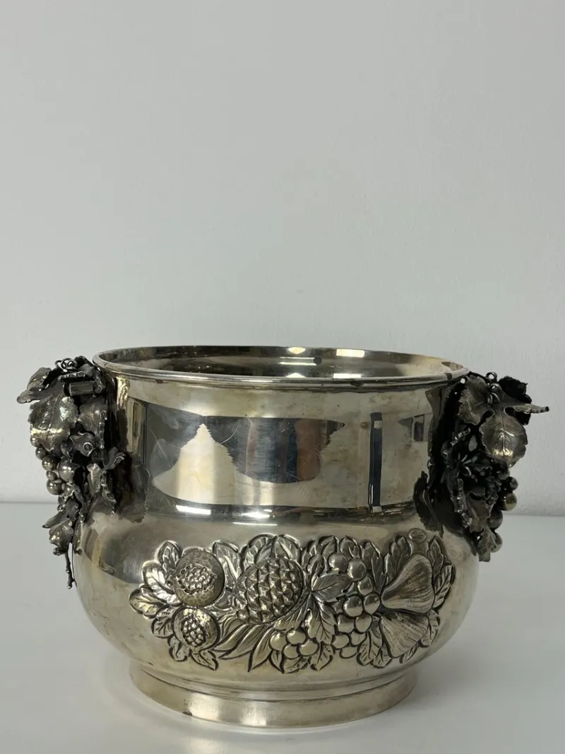 Pamono Hand-Chiseled 925 Sterling Silver Champagne Bucket, 1980s> Ice Buckets & Wine Coolers