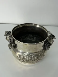 Pamono Hand-Chiseled 925 Sterling Silver Champagne Bucket, 1980s><noscript><img width=