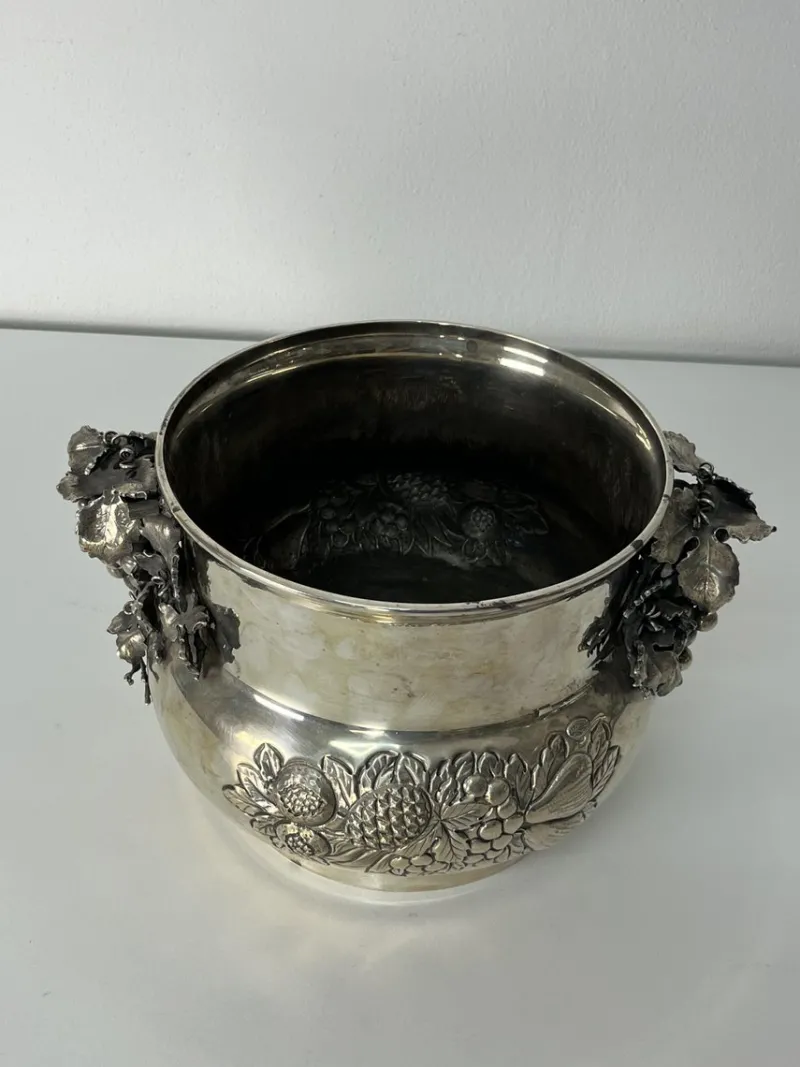 Pamono Hand-Chiseled 925 Sterling Silver Champagne Bucket, 1980s> Ice Buckets & Wine Coolers