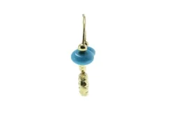 Pamono Handcrafted 18 Karat Yellow Gold Hoop Earrings with Turquoises, Set of 2><noscript><img width=