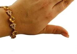 Pamono Handcrafted Bracelet with Diamonds, Yellow Topaz and Yellow Gold><noscript><img width=