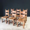 Pamono Handcrafted Oak & Rush Dining Chairs, Belgium, 1960s, Set of 6