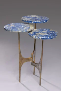 Sale Pamono Handcrafted Side Table in Bronze with Multi-Level Marble Tops, 2022