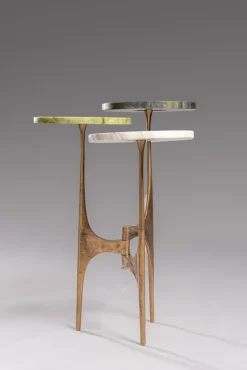 Sale Pamono Handcrafted Side Table in Bronze with Multi-Level Marble Tops, 2022