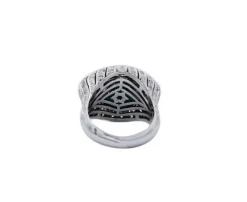 Hot Pamono Handcrafted White Gold Ring with Turquoise and Diamonds