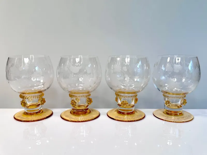Online Pamono Handcrafted Wine or Brandy Glasses from Theresienthal Glassworks, Germany 1950s, Set of 4