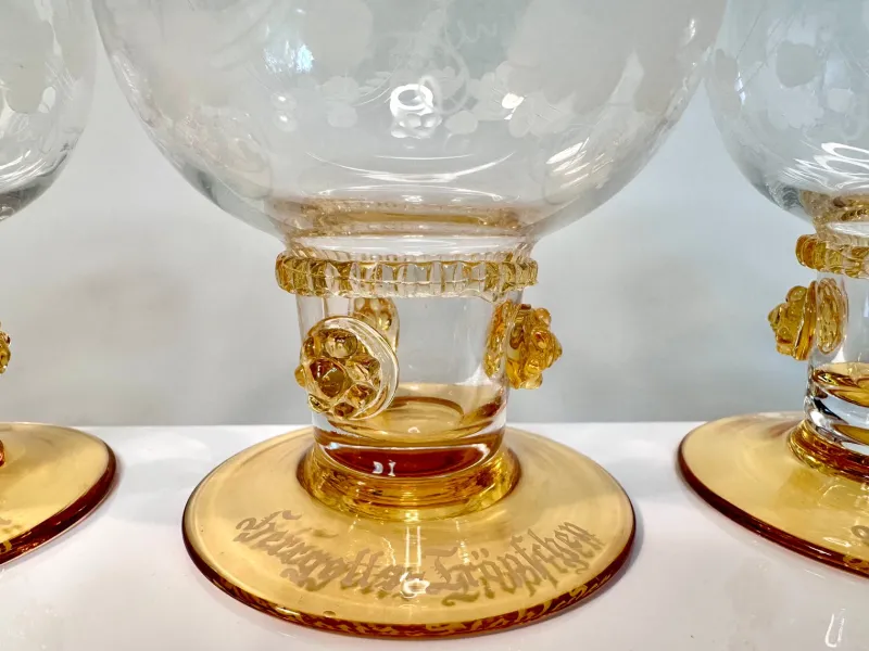 Online Pamono Handcrafted Wine or Brandy Glasses from Theresienthal Glassworks, Germany 1950s, Set of 4