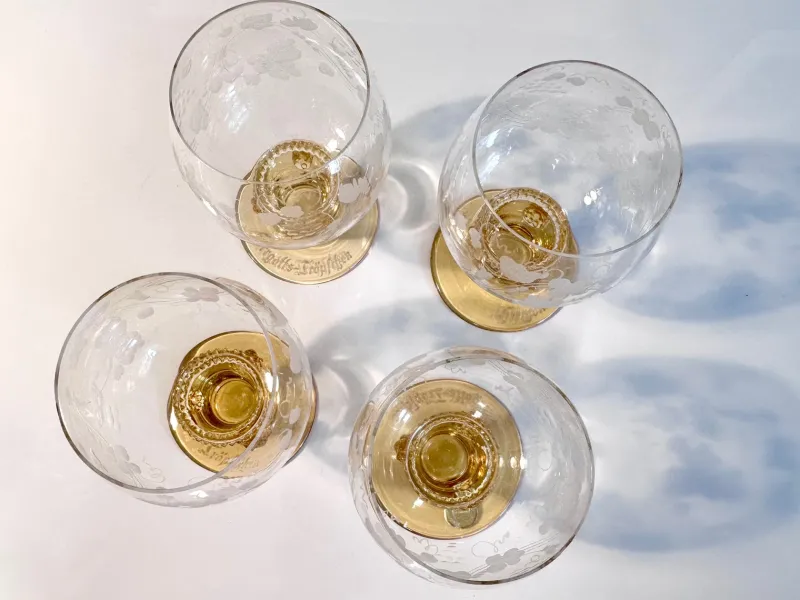 Online Pamono Handcrafted Wine or Brandy Glasses from Theresienthal Glassworks, Germany 1950s, Set of 4