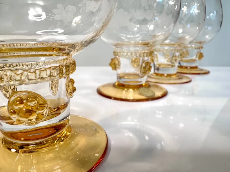 Online Pamono Handcrafted Wine or Brandy Glasses from Theresienthal Glassworks, Germany 1950s, Set of 4