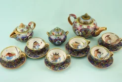 Best Pamono Hand-Decorated Luster Finish Ceramic Tea and Coffee Service by Alfredo Santarelli, Gualdo Tadino, Italy, 1920s, Set of 15