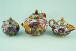 Best Pamono Hand-Decorated Luster Finish Ceramic Tea and Coffee Service by Alfredo Santarelli, Gualdo Tadino, Italy, 1920s, Set of 15