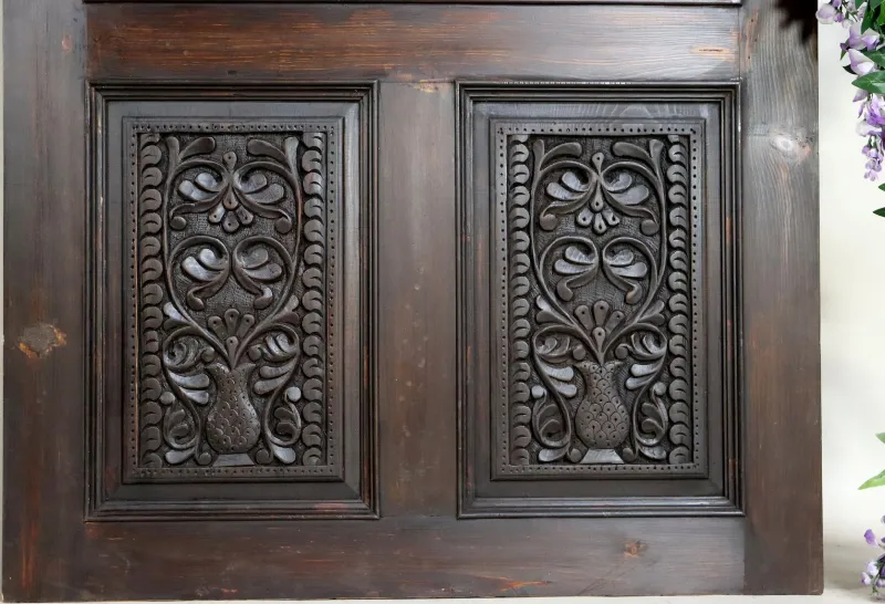 Best Pamono Handmade and Handcarved Sliding Door Panel, Nuristan, Afghanistan, 1920s