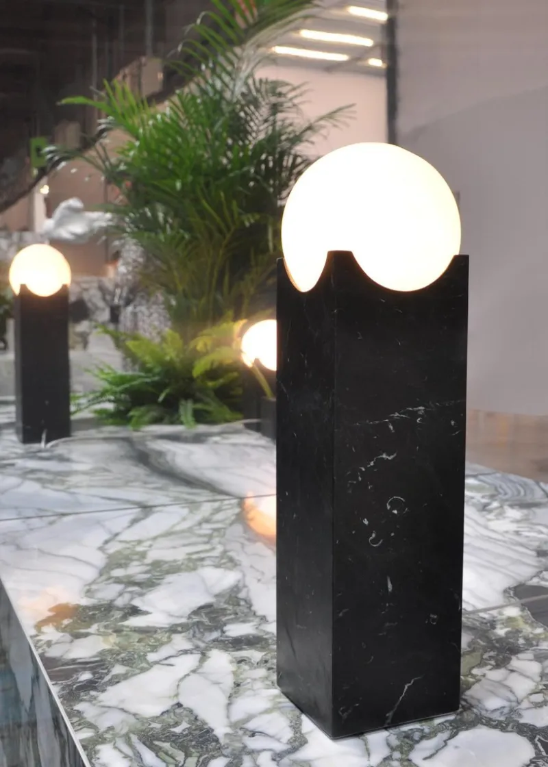 Pamono Handmade Big Eclipse Lamp in Black Marquina Marble from Fiam> Floor Lamps