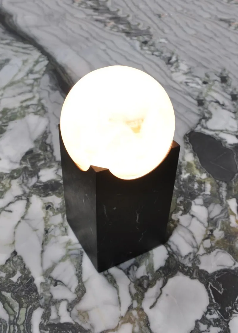 Pamono Handmade Big Eclipse Lamp in Black Marquina Marble from Fiam> Floor Lamps