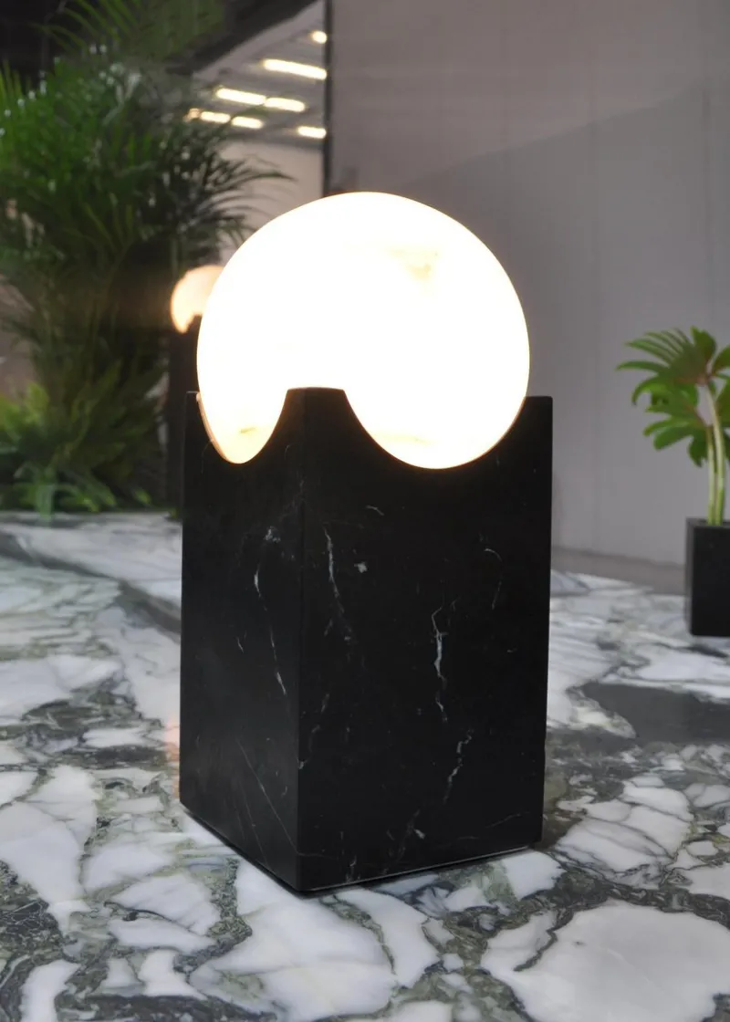 Pamono Handmade Big Eclipse Lamp in Black Marquina Marble from Fiam> Floor Lamps