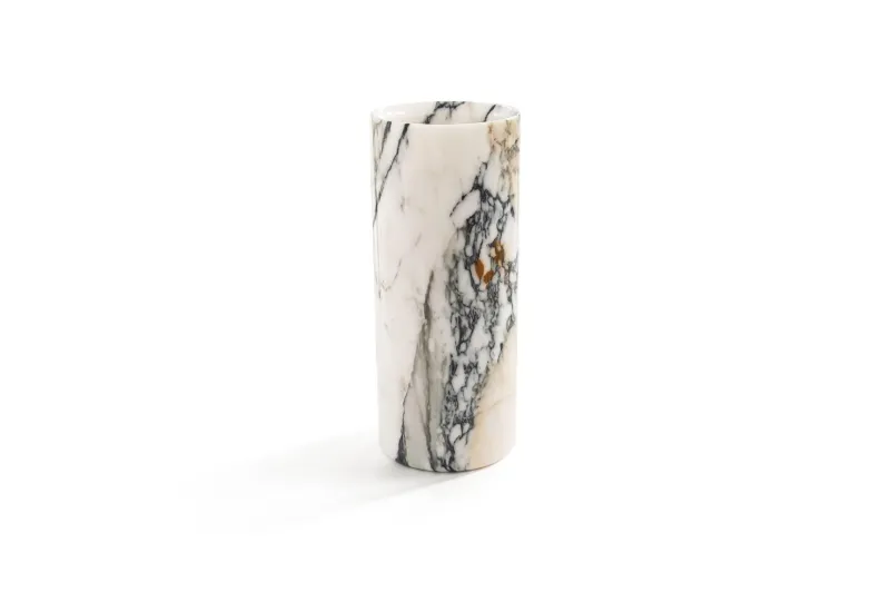 Hot Pamono Handmade Cylindrical Paonazzo Marble Vase by Fiam
