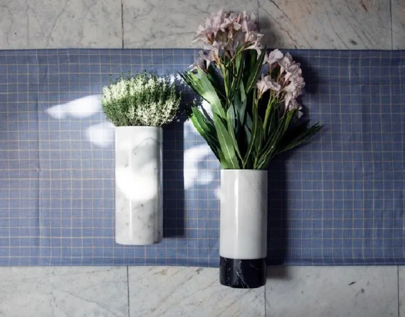 Hot Pamono Handmade Cylindrical Paonazzo Marble Vase by Fiam