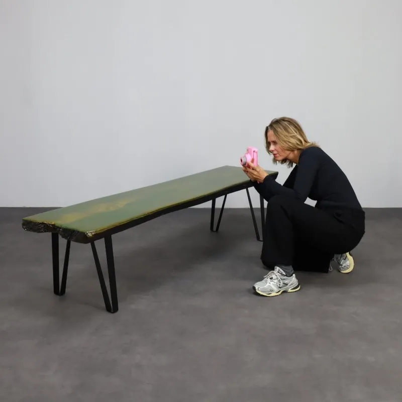 Hot Pamono Handmade Green Epoxy Fusion Bench, 1990s