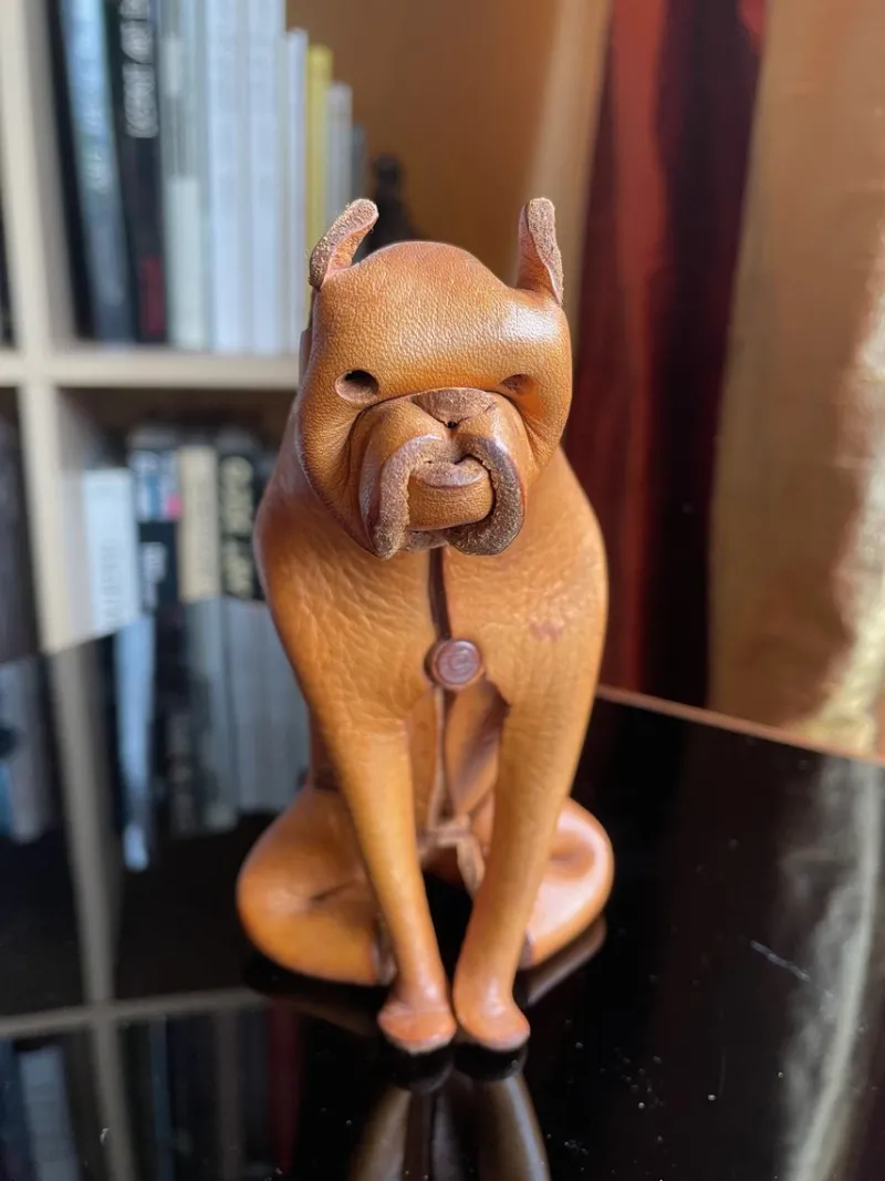 Hot Pamono Handmade Leather Dog from Deru, Germany, 1960s