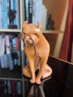 Hot Pamono Handmade Leather Dog from Deru, Germany, 1960s