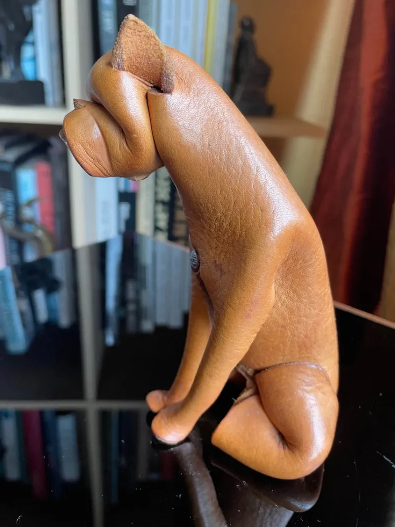 Hot Pamono Handmade Leather Dog from Deru, Germany, 1960s