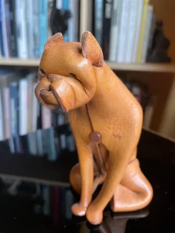 Hot Pamono Handmade Leather Dog from Deru, Germany, 1960s