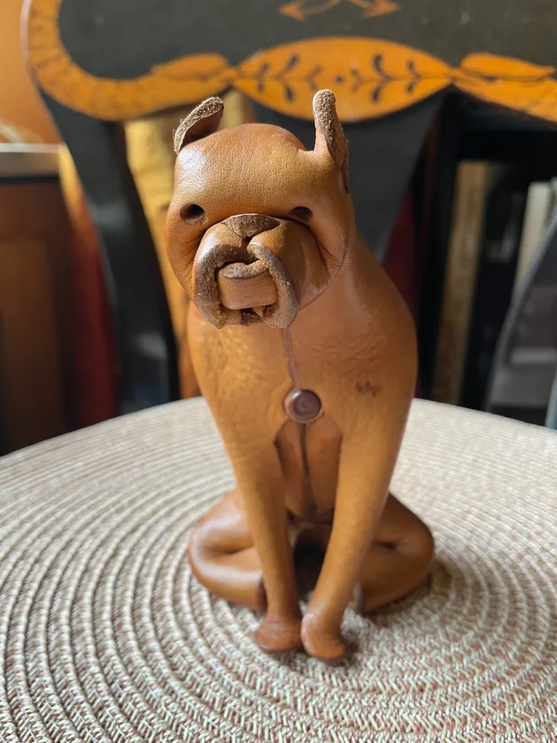 Hot Pamono Handmade Leather Dog from Deru, Germany, 1960s