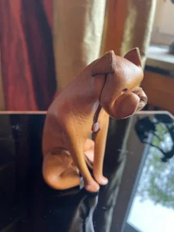 Hot Pamono Handmade Leather Dog from Deru, Germany, 1960s