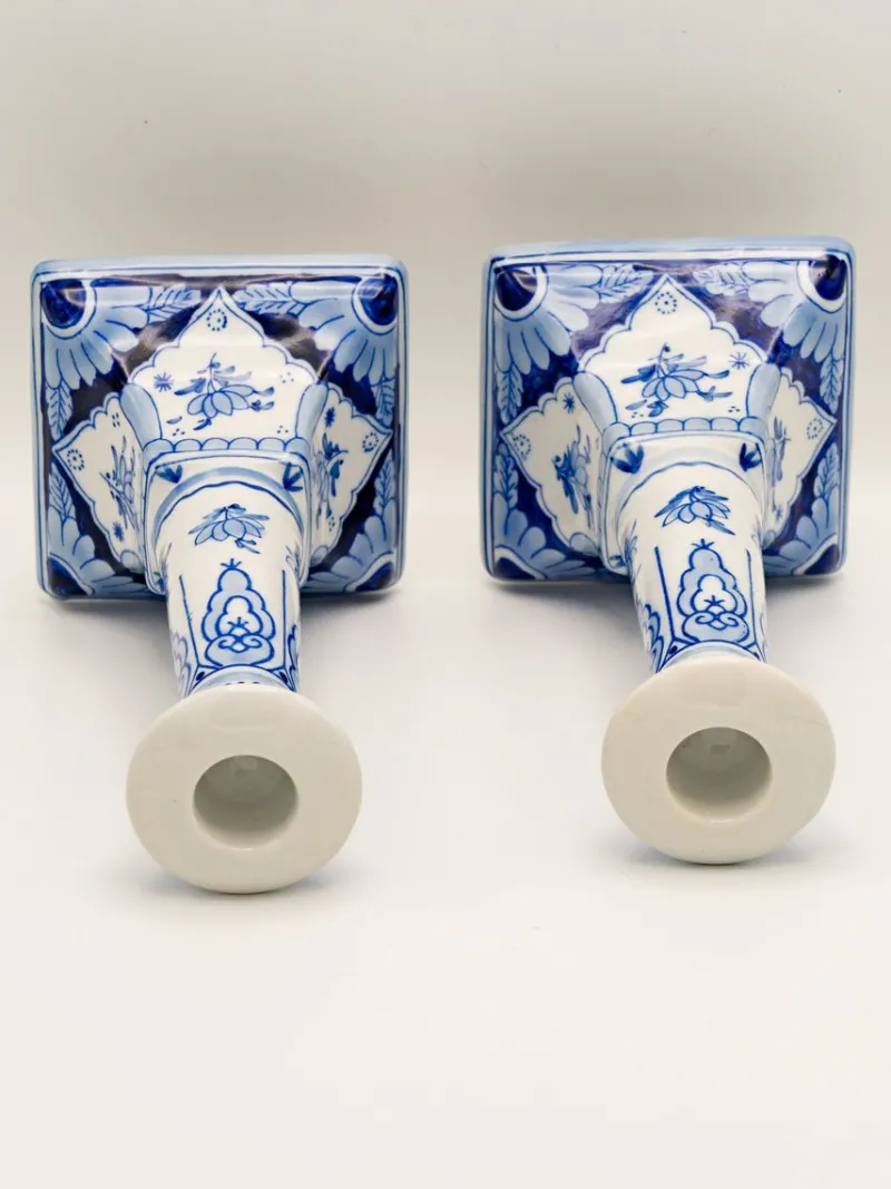 Hot Pamono Hand-Painted Candlesticks from Royal Delft, 1988, Set of 2