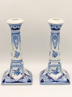 Hot Pamono Hand-Painted Candlesticks from Royal Delft, 1988, Set of 2