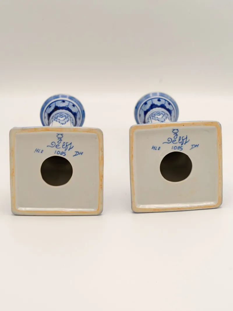 Hot Pamono Hand-Painted Candlesticks from Royal Delft, 1988, Set of 2