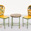 Pamono Hand-Painted Childrens Table and Chairs, India, 1993, Set of 3> Garden Tables