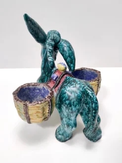 Pamono Hand-Painted Earthenware Figural Donkey Table Salt Cellar and Pepper Mill, Italy, 1983><noscript><img width=