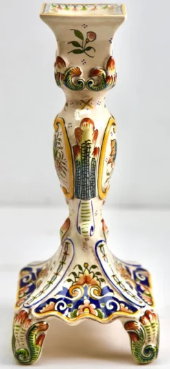 Pamono Hand-Painted Faience Candleholder, Rouen, 1900s><noscript><img width=