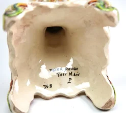 Pamono Hand-Painted Faience Candleholder, Rouen, 1900s><noscript><img width=