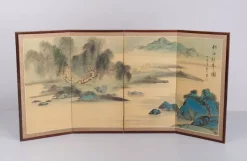 Pamono Hand-Painted Folding Screen, Japan, 1960s> Room Dividers & Screens