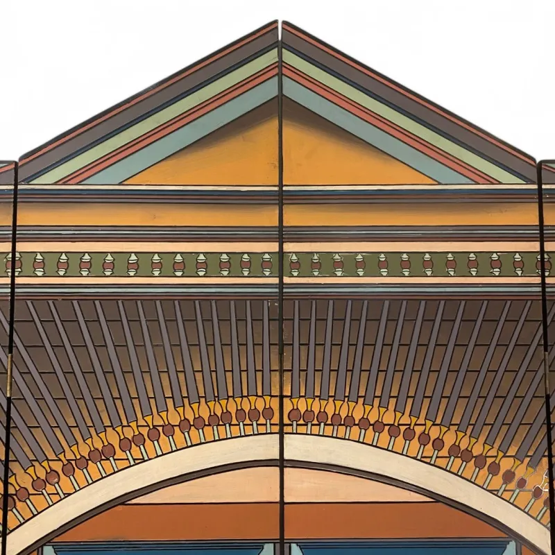 Pamono Hand-Painted Indian Portico Style Screen, 1980s> Room Dividers & Screens