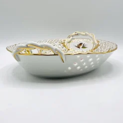 Pamono Hand-Painted Lattice Border Two-Handled Porcelain Tray from Meissen Porcelain, 1950s><noscript><img width=