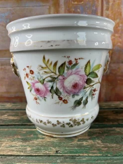 Pamono Hand-Painted Porcelain Jardinieres, Early 1900s, Set of 2><noscript><img width=