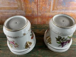 Pamono Hand-Painted Porcelain Jardinieres, Early 1900s, Set of 2><noscript><img width=