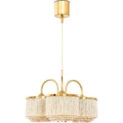 Clearance Pamono Hanging Lamp in Brass and Silk by Hans-Agne Jakobsson, 1960s